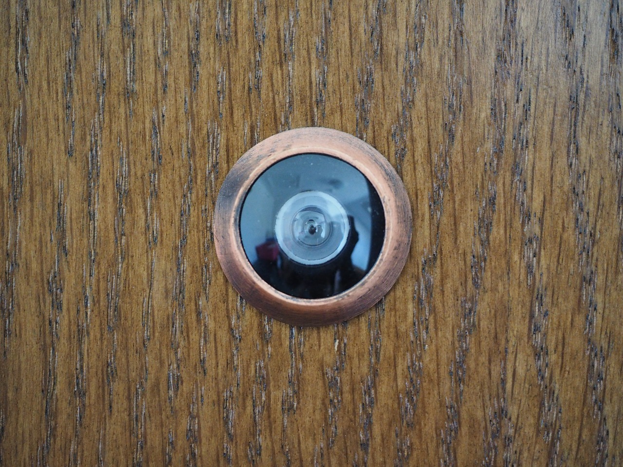 door with a mini spy camera